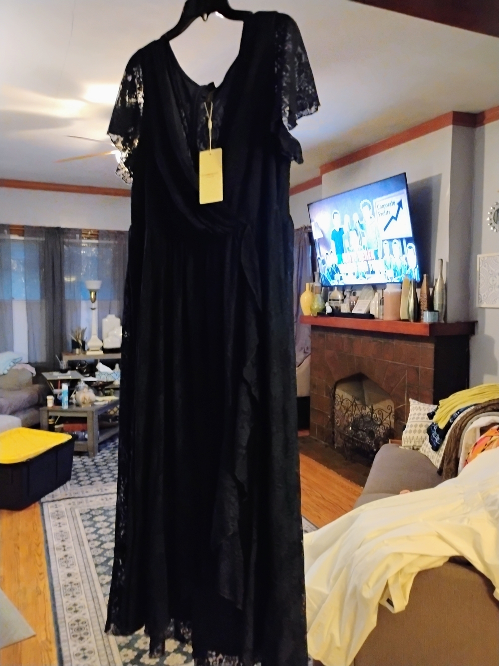 Ever Pretty Black Lace Maxi Dress with Flutter Sleeves